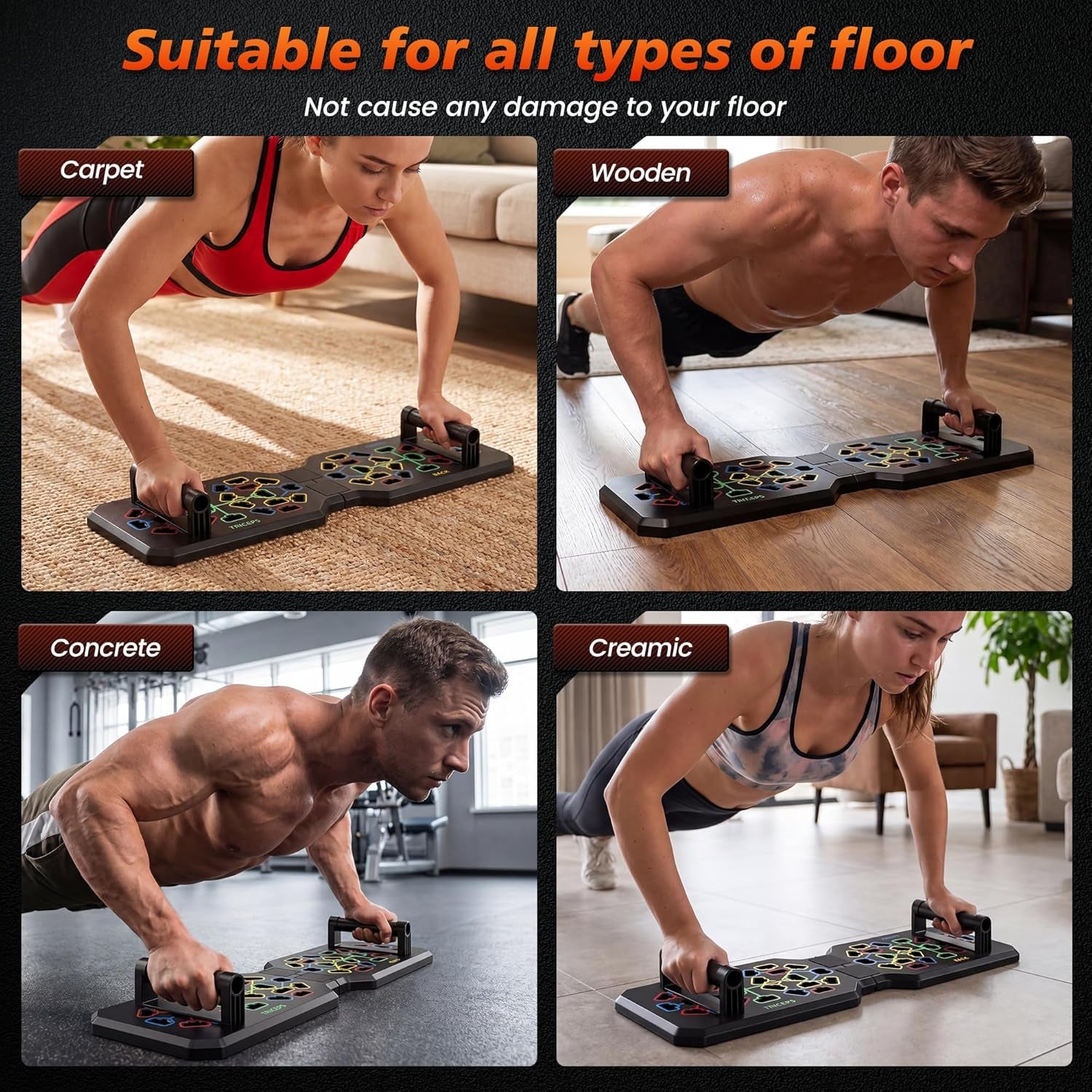 Adjustable Foldable Push-Up Board for Comprehensive Strength Training at Home