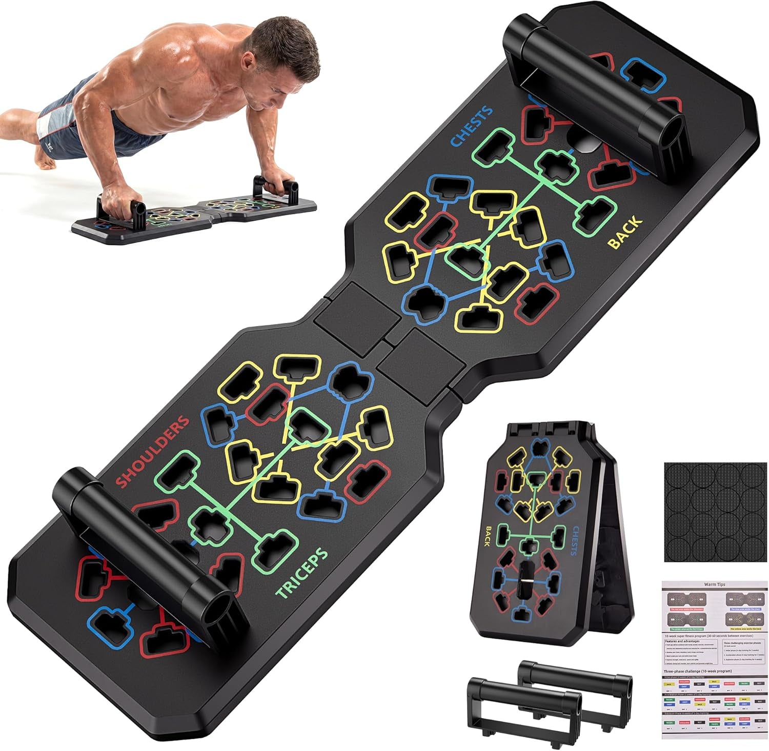 Adjustable Foldable Push-Up Board for Comprehensive Strength Training at Home