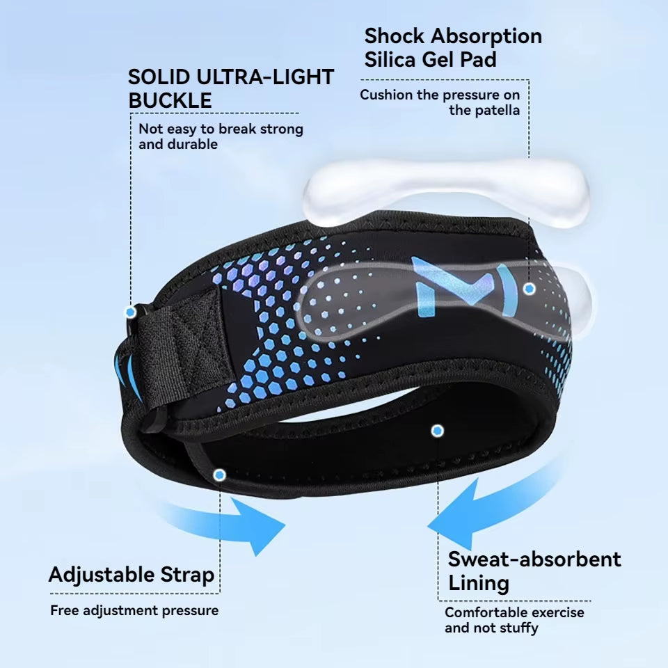 GTUBIKE Adjustable Patella Knee Strap - Support Band for Patellar Tendon Stabilization in Soccer, Basketball, Running, and Jumping