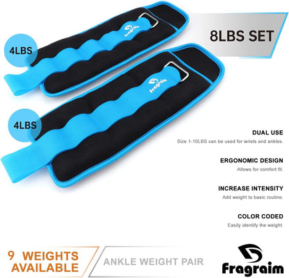 Adjustable Ankle Weights for All Ages - 1 to 20 lbs Pair for Strength Training, Jogging, Gymnastics, Aerobics, Home Fitness, and Physical Therapy