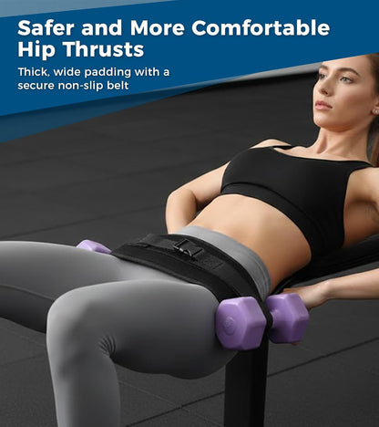 Adjustable Hip Thrust Belt for Dumbbells, Kettlebells, and Plates with Slip-Resistant Padding - Comfortable Glute Bridge Weight Belt for Home and Gym Workouts