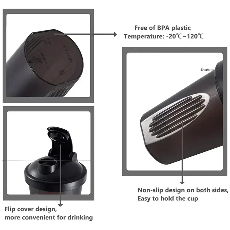 400ml Portable Plastic Shaker Bottle for Sports and Fitness - Ideal for Whey Protein Mixing and Outdoor Use