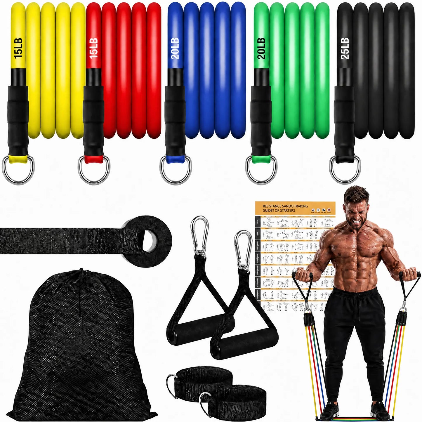 Ultimate Resistance Bands with Handles - Ideal for Men & Women, Perfect for Strength Training and Home Workouts!