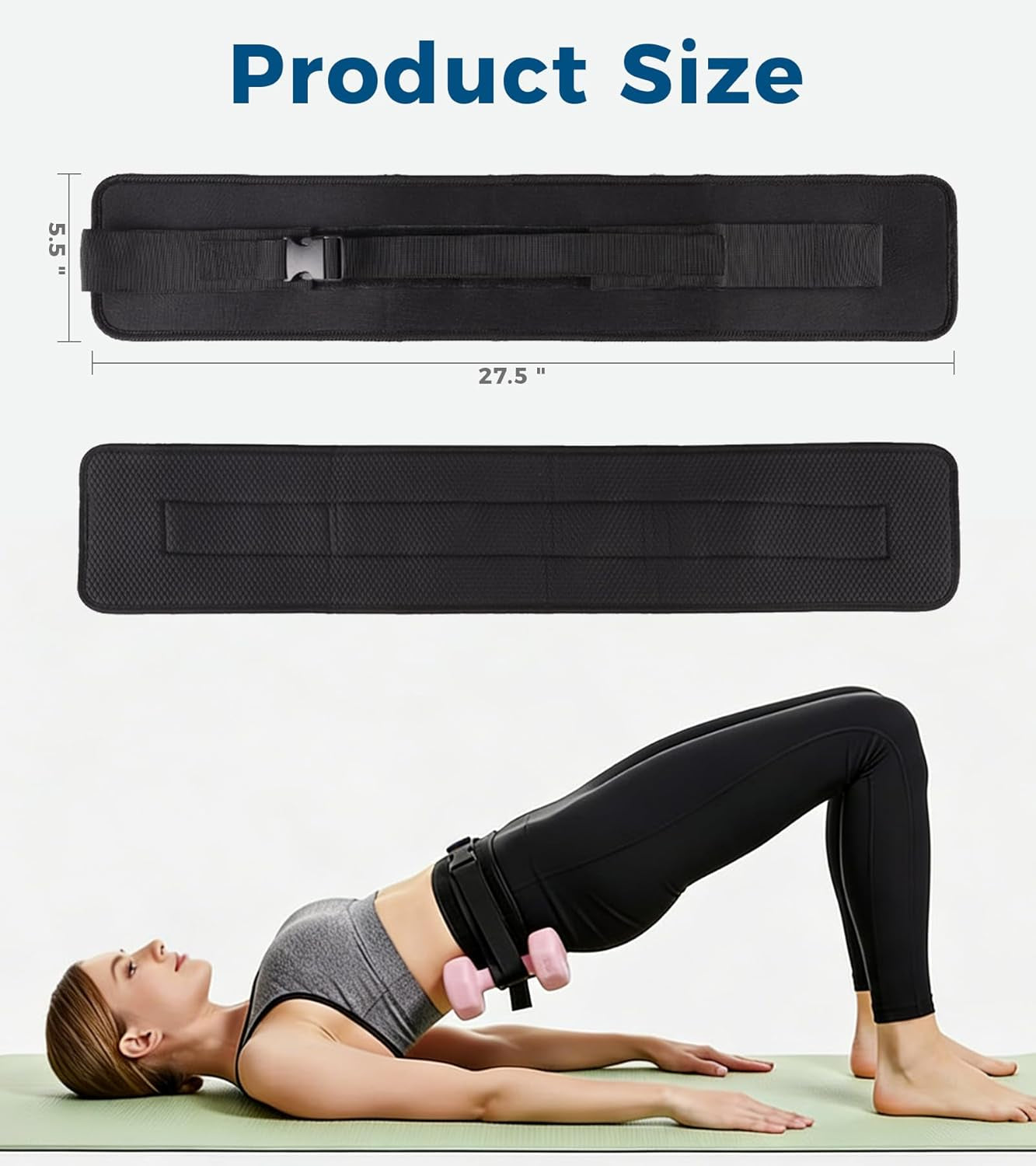 Adjustable Hip Thrust Belt for Dumbbells, Kettlebells, and Plates with Slip-Resistant Padding - Comfortable Glute Bridge Weight Belt for Home and Gym Workouts