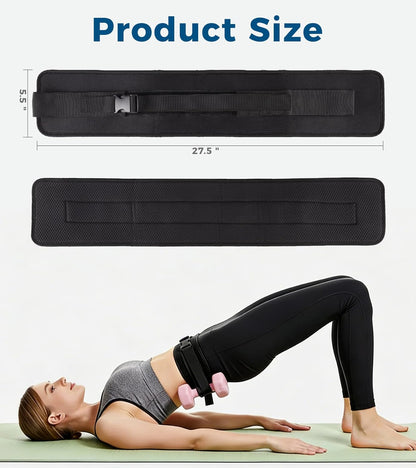 Adjustable Hip Thrust Belt for Dumbbells, Kettlebells, and Plates with Slip-Resistant Padding - Comfortable Glute Bridge Weight Belt for Home and Gym Workouts